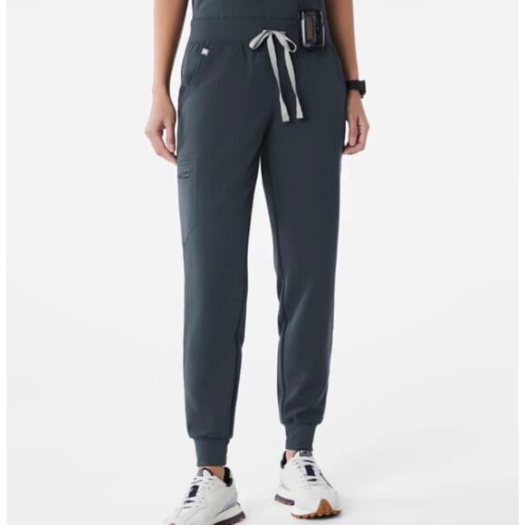 Figs Zamora Scrubs Pants Joggers Gray Grey Blue Harbor Medium Petite Pockets - Picture 1 of 8